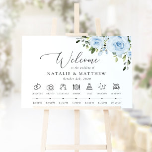 Staubblaue Blumen, Boho, Hochzeitsbegrüßung Poster
