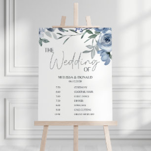Staubblaue Blumen Einfaches Hochzeitsprogramm Zeit Poster