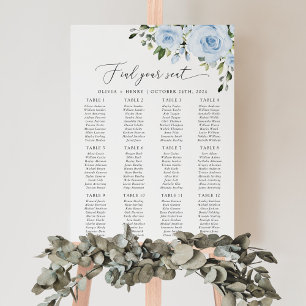 Staubblaue Blumen, Grün, Boho, Sitzordnung Poster