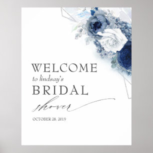 Staubblaue Blumen Hochzeit / Babyparty Willkommen Poster