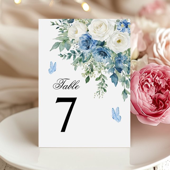 Staubblaue Blumen Hochzeit Tischnummer (Von Creator hochgeladen)