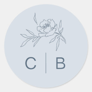 Staubblaue Blumen-Hochzeitsaufkleber Runder Aufkleber