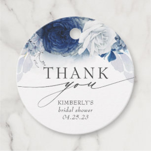 Staubblaue Blumen Hochzeitsdusche Danke Geschenkanhänger
