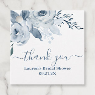 Staubblaue Blumen Hochzeitsdusche Favor Tags Geschenkanhänger