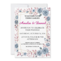 Staubblaue Blumen-Hochzeitseinladungskarte