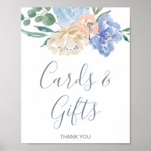 Staubblaue Blumen Hochzeitskarten und Geschenke Sc Poster