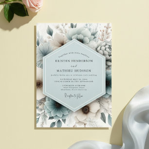 Staubblaue Blumenwiese Hochzeit Einladung