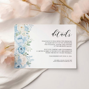 Staubblaue Boho-Blumen-Hochzeitsdetails Begleitkarte