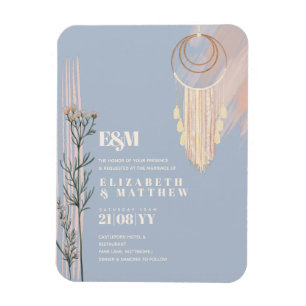 Staubblaue Boho-Hochzeitseinladungen Magnet