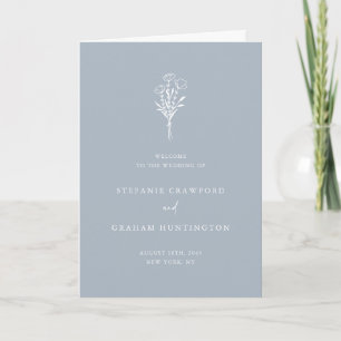 Staubblaue Boho-Minimalist-Botanical-Hochzeit Programm