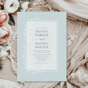 Staubblaue botanische Floral-Hochzeit Einladung
