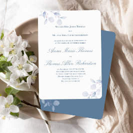 Staubblaue botanische traditionelle Hochzeitseinla Einladung