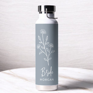 Staubblaue Braut Hand Blumen Junggesellinnenabschi Trinkflasche
