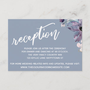 Staubblaue Casual-Typografie-Hochzeitsempfang Begleitkarte