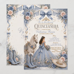 Staubblaue Charra Quinceañera-Einladung Einladung