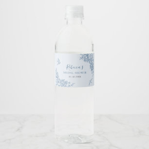 Staubblaue Chinoiserie-Baby-Shower-Wasseretikett Wasserflaschenetikett