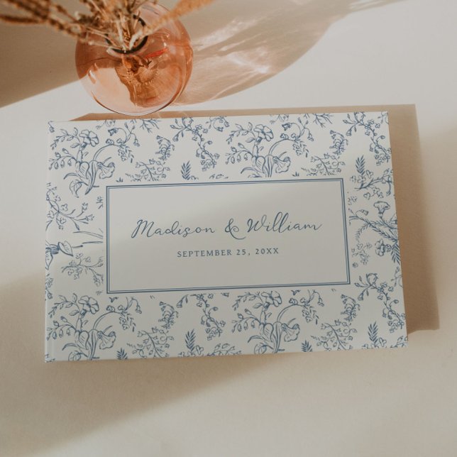Staubblaue Chinoiserie-Hochzeit Gästebuch (Von Creator hochgeladen)