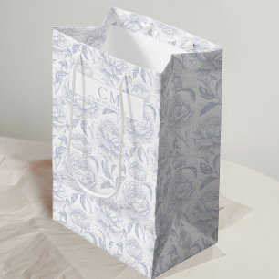 Staubblaue Chinoiserie-Pfingstrosen Mittlere Geschenktüte