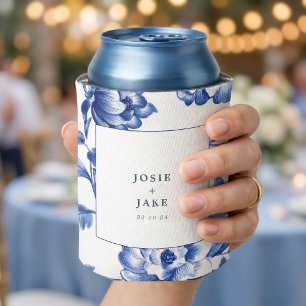 Staubblaue Chinoiserie Quadratische Hochzeit Dosenkühler