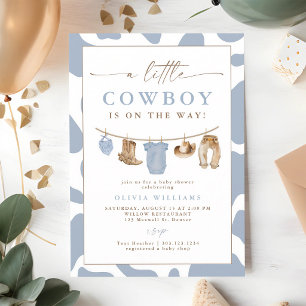 Staubblaue Cowboy-Wäscheleine-Junge-Baby-Party Einladung