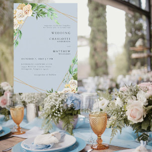 Staubblaue Creme Blumen Hochzeitseinladung Einladung