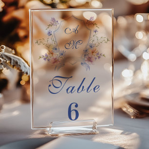 Staubblaue Crest-Blumenhochzeit Acrylschild