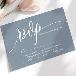 Staubblaue einfache Schrift Hochzeits-Antwortkarte RSVP Karte