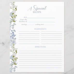Staubblaue elegante Gartenschauer-Rezeptseite