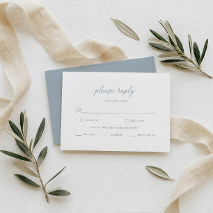 Staubblaue elegante saubere Schrift Hochzeits-RSVP Begleitkarte
