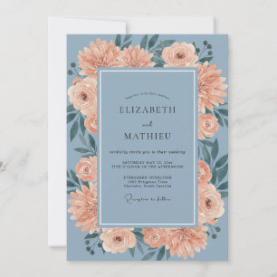 Staubblaue exquisite Dahlie Hochzeit Einladung