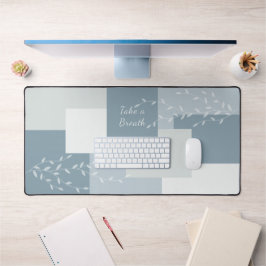 Staubblaue Farbbblock-Desk-Matte "Atme tief durch" Schreibtischunterlage