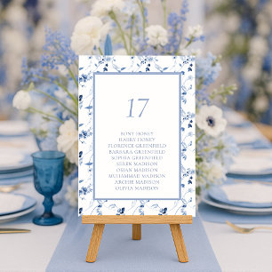 Staubblaue Fine-Art-Floral-Tisch-Sitzkarte Einladung