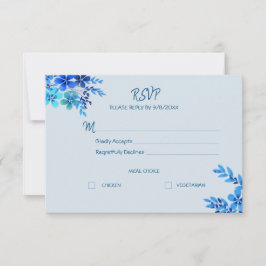 Staubblaue Floral-Aquarell-Hochzeitsantwortkarte RSVP Karte