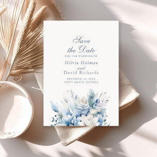 Staubblaue Floral Save-the-Date-Karte Save The Date