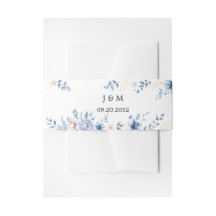 Staubblaue florale Bauchbänder für Hochzeitseinlad