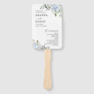 Staubblaue Florale Eukalyptus Hochzeitsprogramm-Ha Fächer