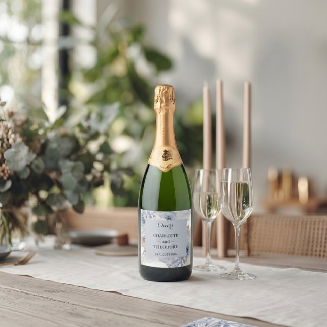 Staubblaue Florale Goldene Geometrische Champagner (Von Creator hochgeladen)