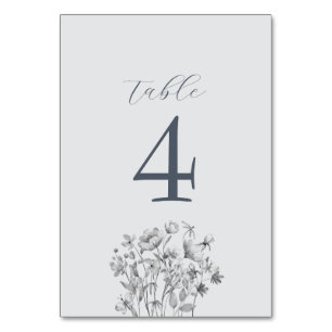 Staubblaue florale Hochzeitstisch-Nummer Tischnummer