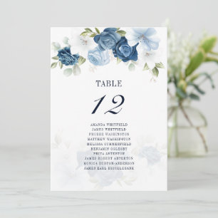 Staubblaue Florale Nummer 12 Hochzeits-Sitzordnung Einladung