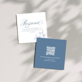 Staubblaue Florale QR-Hochzeitseinschlusskarte Begleitkarte