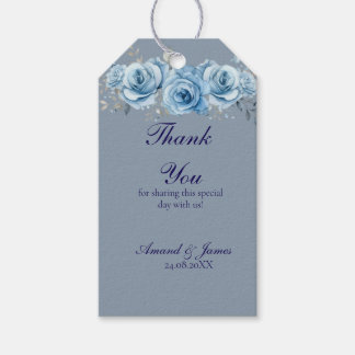 Staubblaue Florale Wasserfarbe Hochzeitsgunst-Tags Geschenkanhänger