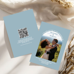 Staubblaue Foto-Bogen-Hochzeit Einladung