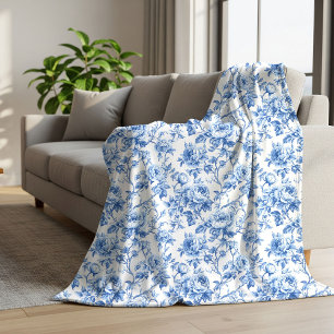 Staubblaue französische Toile-Rosen Blumen-Decke Sherpadecke