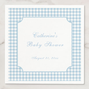 Staubblaue Gingham-Klassiker-Baby-Party-Serviette Serviette