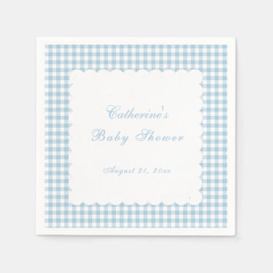 Staubblaue Gingham-Klassiker-Baby-Party-Serviette Serviette