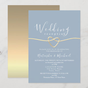 Staubblaue Goldene Herz Hochzeitsempfang Einladung