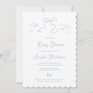 Staubblaue handgezeichnete Babyparty-Einladung Einladung