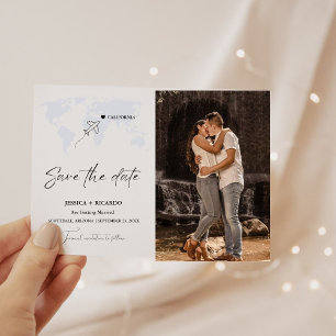 Staubblaue Hochzeit am Traumziel - Save the Date