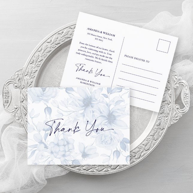 Staubblaue Hochzeit Danke Karte  (Von Creator hochgeladen)