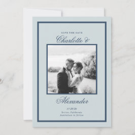Staubblaue Hochzeit Klassische Schrift Save-the-Da Einladung